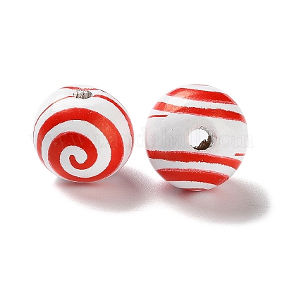 Printed Wood European Beads&nbsp;WOOD-Z002-13A-1