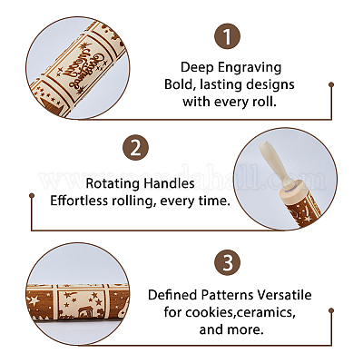 Wood Decorative Pattern Rolling Pin&nbsp;AJEW-WH0596-430B-1