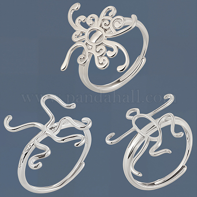 3Pcs 3 Styles Adjustable Brass Ring Components&nbsp;FIND-SC0016-75-1