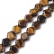 Natural Tiger Eye Beads Strands, Faceted Hexagonal Cut, Hexagon, 8~8.5x9~9.5x4~4.5mm, Hole: 1mm, about 25pcs/strand, 8.11''(20.6cm)