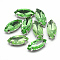Sew on Rhinestone, Multi-strand Links, Glass Rhinestone, with Platinum Tone Brass Prong Settings, Garments Accessories, Faceted, Horse Eye, Light Green, 14.5x4x4mm, Hole: 0.8~1mm