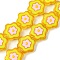 Glass Beads, Hand Painted Beads, with Enamel, Flower, Gold, 19x6mm, Hole: 1.2mm