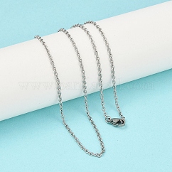Tarnish Resistant Unisex Classic Plain 304 Stainless Steel Mens Womens Cable Chain Necklaces, with Lobster Claw Clasps, Stainless Steel Color, 17.7 inch(45cm)