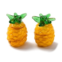 Fruit Series Handmade Lampwork Beads, Pineapple, 21.5~22.5x14~14.5mm, Hole: 1.8mm