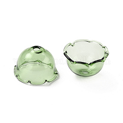 Glass Bead Cone for Wind Chimes Making, Multi-Petal, Flower, Medium Sea Green, 21~24.5x13mm, Hole: 2mm