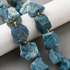 Raw Rough Natural Apatite Beads Strands, Nuggets, with Seed Beads, 14~28x15~25x10~27mm, Hole: 1.2~1.4mm, about 9~10pcs/strand, 7.76''~8.07''(19.7~20.5cm)