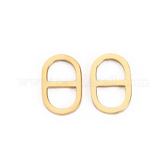 304 Stainless Steel Connector Charms, Navy Mesh Charms, Marine Mesh Charms, Oval, Real 14K Gold Plated, 11x7x1mm, Hole: 5x3.5mm