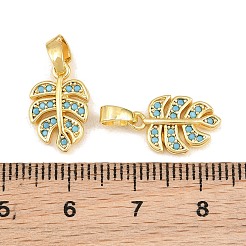 Brass Micro Pave Sky Blue Cubic Zirconia Charms&nbsp;CU-CBAA571-03G
