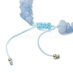 2Pcs Natural Aquamarine Chip Braided Bead Bracelets&nbsp;BJEW-JB11541-03