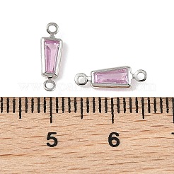 SHEGRACE Brass Pave Cubic Zirconia Trapezoid Connector Charms&nbsp;XGRQ2O907-444B-P