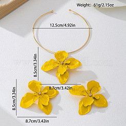 Flower Alloy Stud Earrings & Pendant Choker Sets for Women&nbsp;WG42A9F-01
