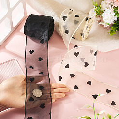 2 Rolls 2 Colors Polyester Heart Flocking Ribbon&nbsp;OCOR-TA0002-78