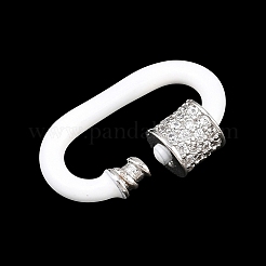 Oval Brass Micro Pave Clear Cubic Zirconia Screw Carabiner Clasps&nbsp;KK-B167-01A-P