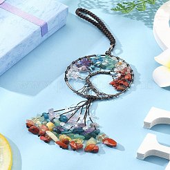 1Pc Wire Wrapped Chips Natural Gemstone Big Pendant Decorations&nbsp;HJEW-FS0001-05