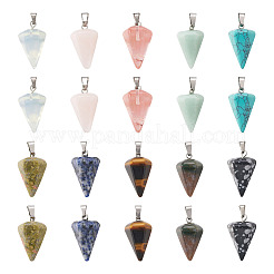 20Pcs 10 Styles Natural & Synthetic Mixed Gemstone Pendants&nbsp;G-FW0001-36