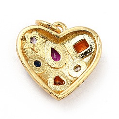 Brass Micro Pave Cubic Zirconia Pendants&nbsp;KK-H433-15G