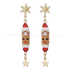 Christmas Theme Brass Clear Cubic Zirconia Dangle Stud Earrings&nbsp;EJEW-MZ00552-02