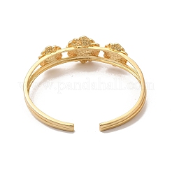 Rack Plating Flower Brass Cuff Bangles for Women&nbsp;BJEW-C039-01G