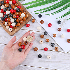 250Pcs 5 Styles Round Natural Wood Beads&nbsp;WOOD-SP0001-13