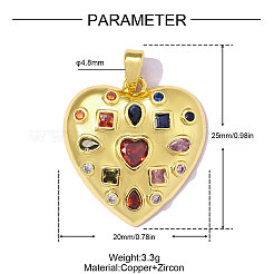 Brass Micro Pave Colorful Cubic Zirconia Pendants&nbsp;CU-OY001-90G