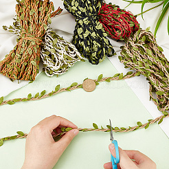 5 Bundles 5 Colors Wax Cotton Knitted Cord with Leaf Trimming&nbsp;OCOR-GA0001-65