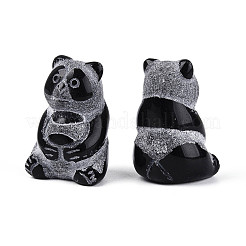 Natural Obsidian Panda Display Decorations&nbsp;G-T144-80