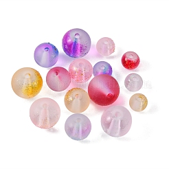 190Pcs 15 Style Frosted Spray Painted Glass Beads Strands&nbsp;GLAA-FS0001-27