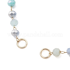 Handmade Glass Faceted Rondelle Bead Link Chain Bracelet Making&nbsp;AJEW-JB01584