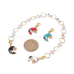 4Pcs Yin-Yang Moon Alloy Enamel Charm Number Acrylic Beaded Knitting Row Counter Chains & Locking Stitch Markers Kits&nbsp;HJEW-JM01632