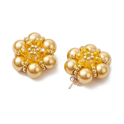 Glass Seed Beads Flower Stud Earrings&nbsp;EJEW-MZ00349-03