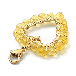 Wire Wrapping Natural Gemstone Heart Pendant Decorations with 304 Stainless Steel Lobster Claw Clasps&nbsp;HJEW-TA00044
