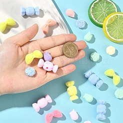 20Pcs 4 Styles Flocky Resin Beads&nbsp;RESI-YW0005-51