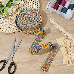 Rhombus Pattern Ethnic Style Polyester Ribbons&nbsp;OCOR-BC0009-21C