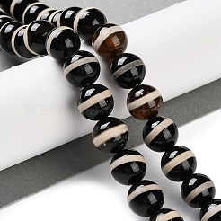 Natural Tibetan Striped Pattern dZi Agate Beads Strands&nbsp;G-B084-A04-01