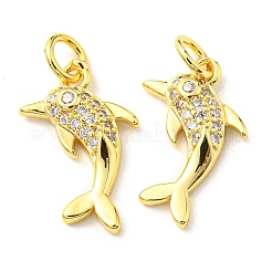 Rack Plating Brass Micro Pave Clear Cubic Zirconia Pendants&nbsp;KK-D036-23G