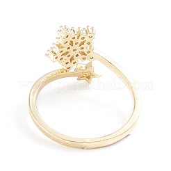 Adjustable Brass Micro Pave Clear Cubic Zirconia Cuff Rings&nbsp;RJEW-F101-19G