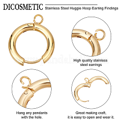 12Pcs 2 Colors 201 Stainless Steel Huggie Hoop Earring Findings&nbsp;STAS-DC0015-45
