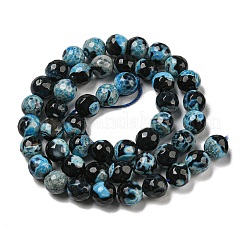 Faceted Round Dyed Natural Fire Crackle Agate Beads Strands&nbsp;G-D769-8mm-04