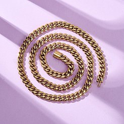 8MM 304 Stainless Steel Cuban Link Chain Necklaces for Unisex&nbsp;NJEW-K295-02A-G