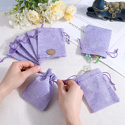 Polyester Imitation Burlap Packing Pouches Drawstring Bags&nbsp;ABAG-BBC0001-02A-03