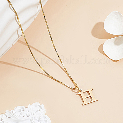 1pc 304 Stainless Steel Letter Pendant Necklaces&nbsp;NJEW-LP0001-38H-G