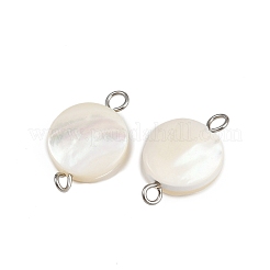 Natural Shell Disc Connector Charms&nbsp;STAS-D378-21P