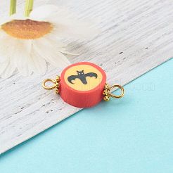 Halloween/Christmas Theme Flat Round Polymer Clay Links Connectors&nbsp;PALLOY-JF00713
