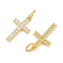 Brass Micro Pave Clear Cubic Zirconia Pendants&nbsp;CU-CBA3D67-04G