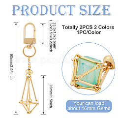2Pcs 2 Colors Brass Empty Pouch Stone Holder for Keychain&nbsp;KEYC-TA0001-34