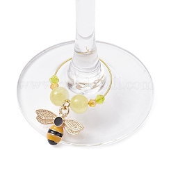 Bees & Honeycomb Alloy Enamel Wine Glass Charms&nbsp;AJEW-JO00220