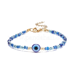 Resin Evil Eye & Glass Seed Beaded Bracelet for Women&nbsp;BJEW-JB08560