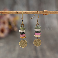 Alloy Lampwork Rondelle Beaded Dangle Earrings&nbsp;FS-WGC6024-01