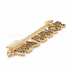 Rack Plating Brass Micro Pave Black & Clear Cubic Zirconia Pendants&nbsp;KK-M229-04G