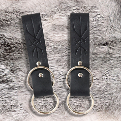 2Pcs Rectangle PU Leather Medieval Belt Pendant. with Alloy Ring&nbsp;AJEW-CL0001-84A